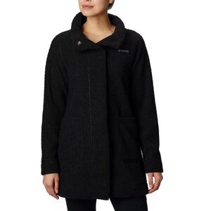 COLUMBIA TEDDY SHERPA FLEECE BLACK PANORAMA COAT JACKET SIZE MEDIUM